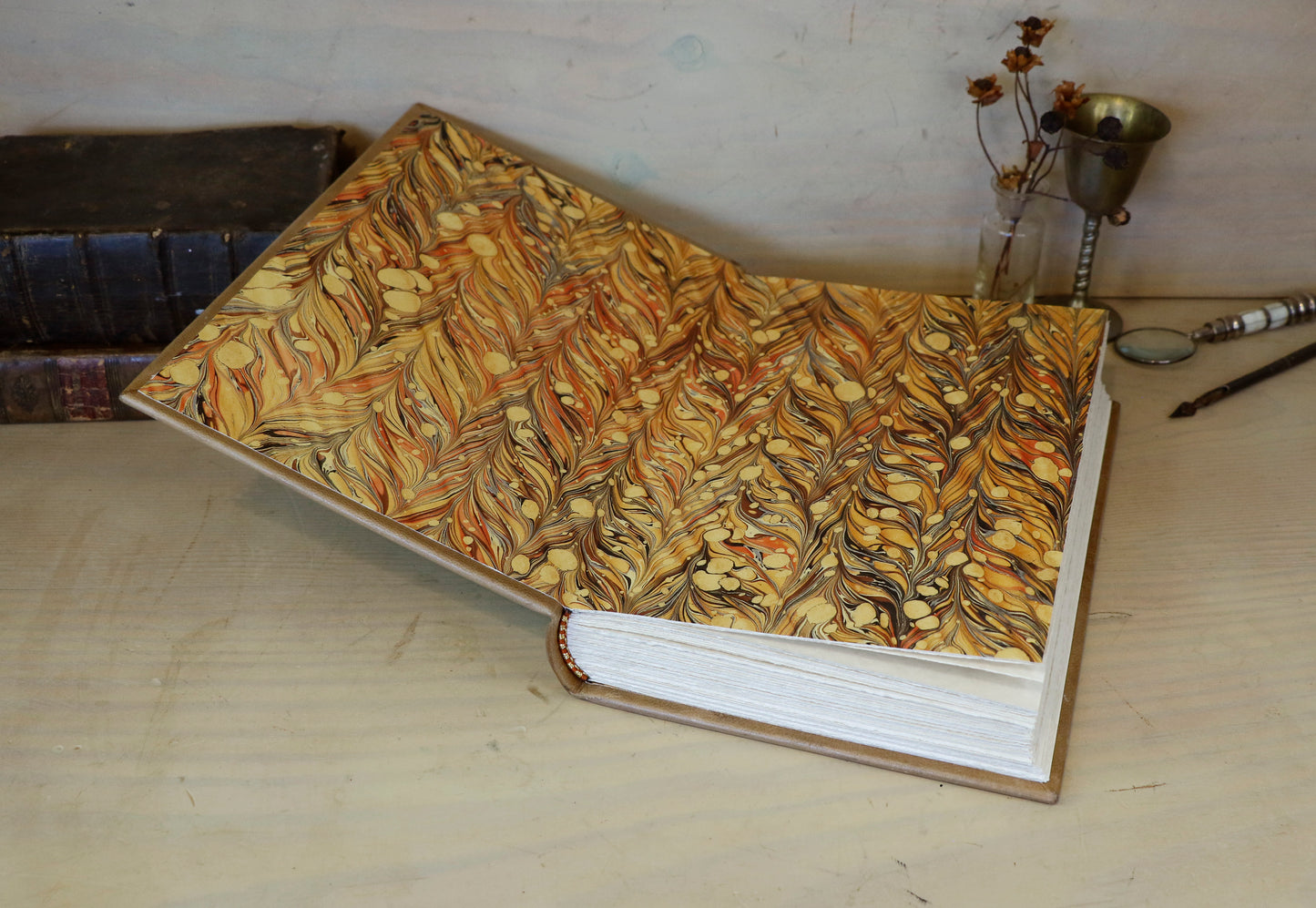 Handpainted Leather Blank Book with Original Artwork - The Alchemy of Love. One of a Kind.