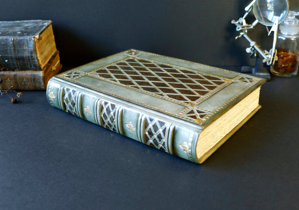 Grey leather journal with gold tooled decoration, Royal Mirage II