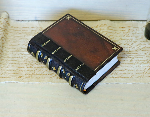 Vintage leather journal, Tooled decoration - In Your Pocket