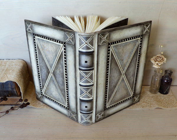 Cream Leather Journal with Silver Decoration - A World of Dreams