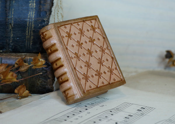 Miniature leather journal, Natural leather, tooled decoration