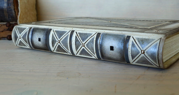 Cream Leather Journal with Silver Decoration - A World of Dreams