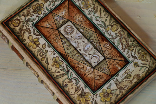 Handpainted Leather Journal / Alchemic Book - The Old Zodiac