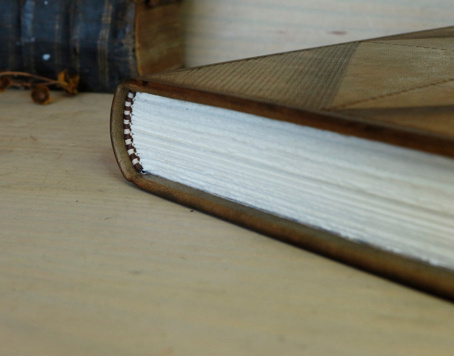 Brown leather journal with blind tooled decoration, Monochrome Textures (II)