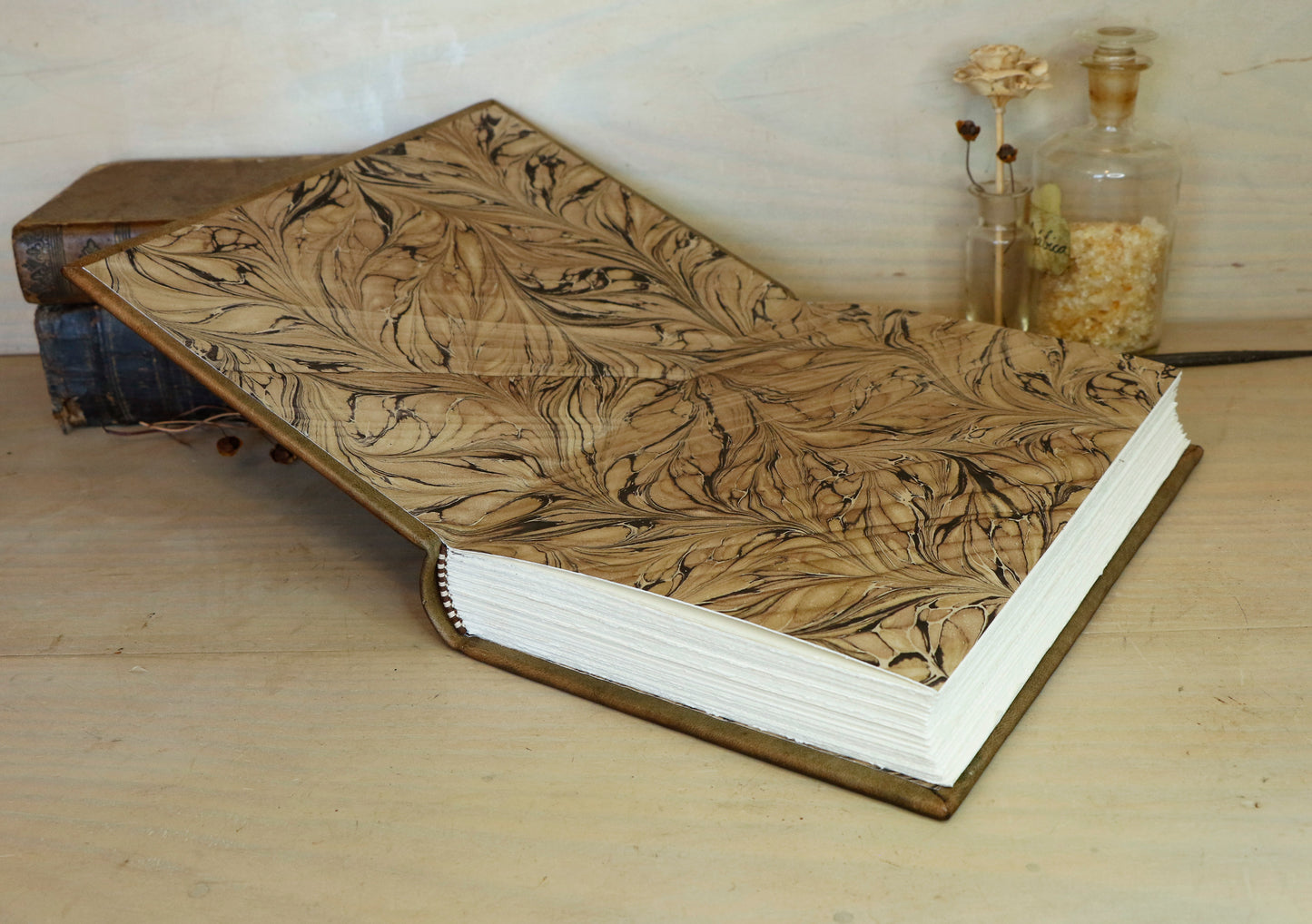 Brown leather journal with blind tooled decoration, Monochrome Textures (II)