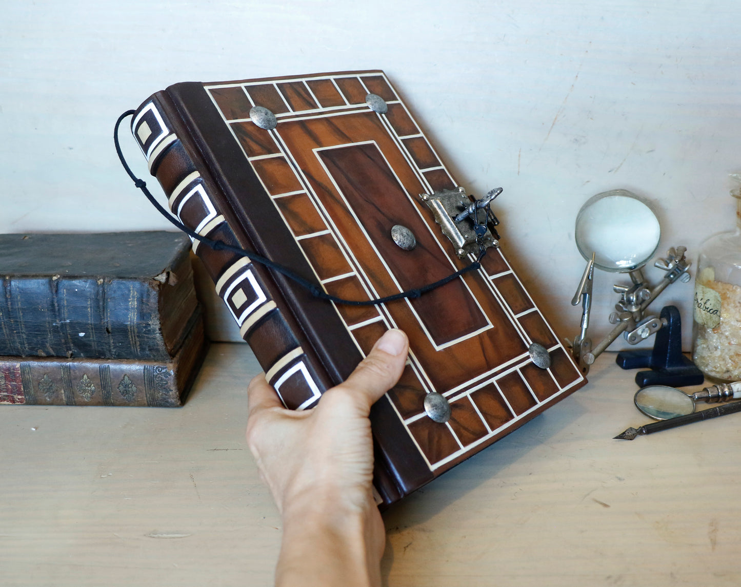Brown Leather Journal with lock and key - "Secret Words"