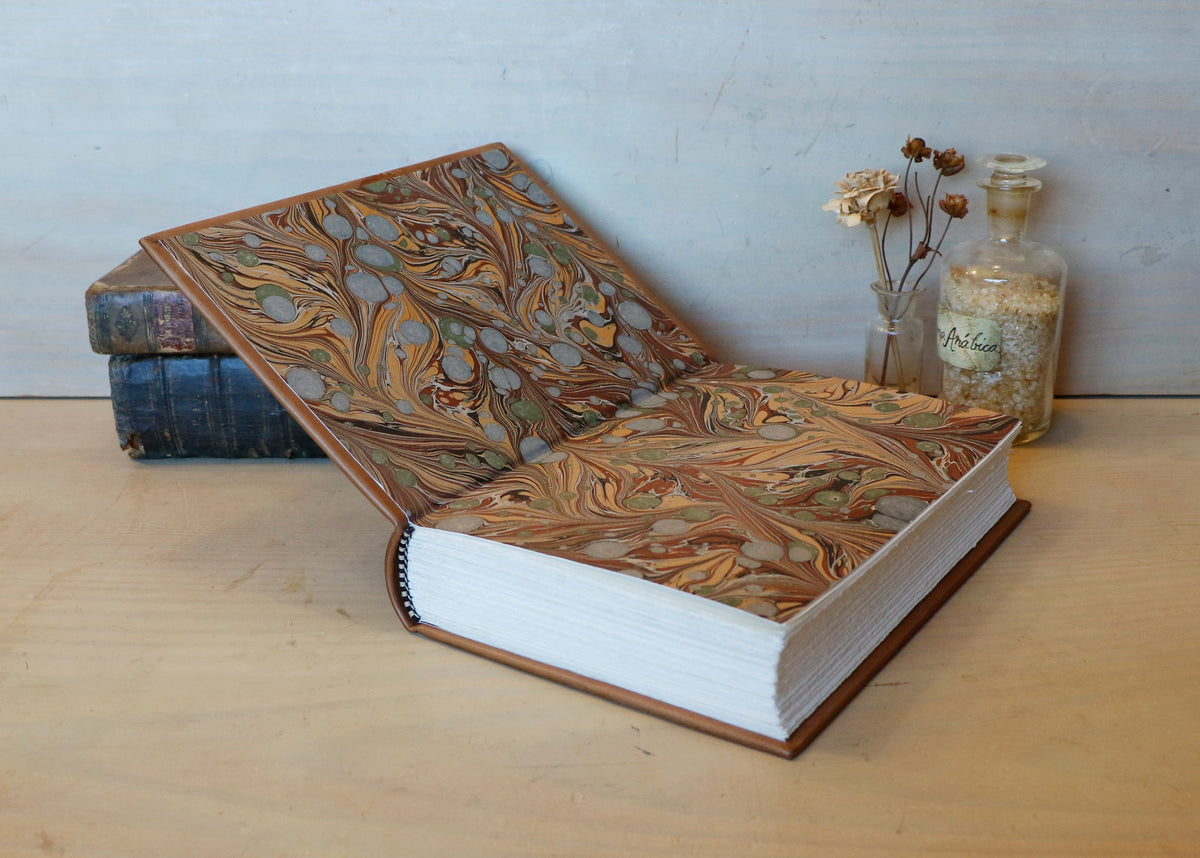 Brown Leather Journal with White Tooled Decoration - Inner Alchemy