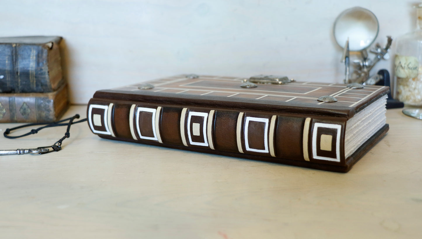 Brown Leather Journal with lock and key - "Secret Words"