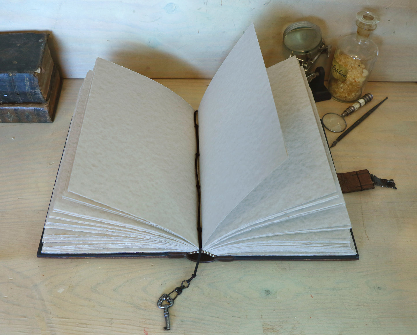 Brown Leather Journal with lock and key - "Secret Words"