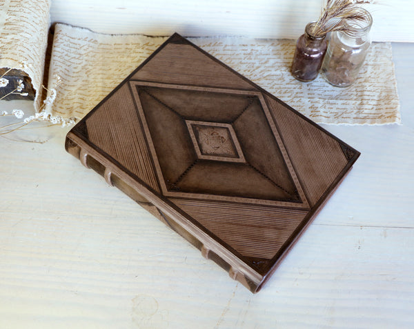 Brown leather journal with blind tooled decoration, Monochrome Textures (II)
