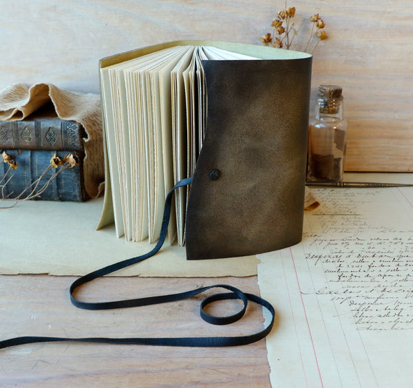 Antiqued Brown Leather Journal with soft cover - Wandering Words