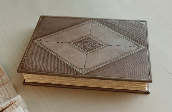 Brown leather journal with blind tooled decoration, Monochrome Textures