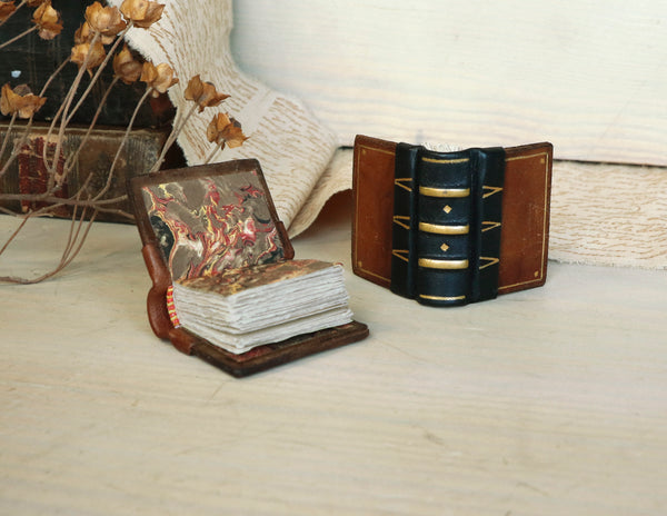 Teeny tiny journals, vintage leather, Set of 2. Miniature books, The Happy Fellows