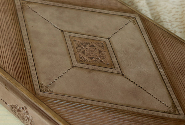 Brown leather journal with blind tooled decoration, Monochrome Textures
