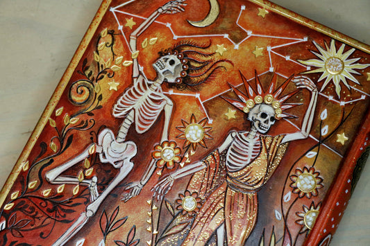 Día de los Muertos in Crimson and Gold