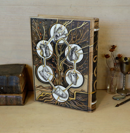 Handpainted Leather Blank Book with Original Artwork - The Alchemy of Love. One of a Kind.