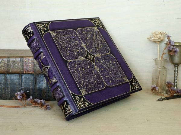 Starlit Pathway, Purple leather journal with gold tooled decoration