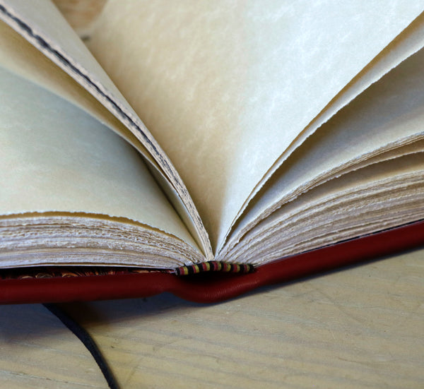 Heart Book - Red Leather Journal with gold tooled decoration - "With Love"