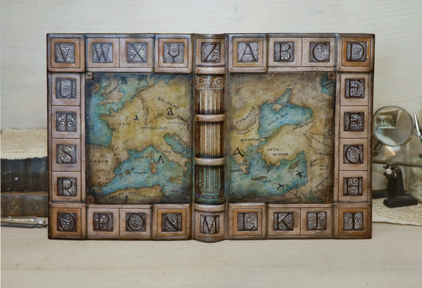 Handpainted leather journal, Artist paper, "The Story of Writing". One of a Kind