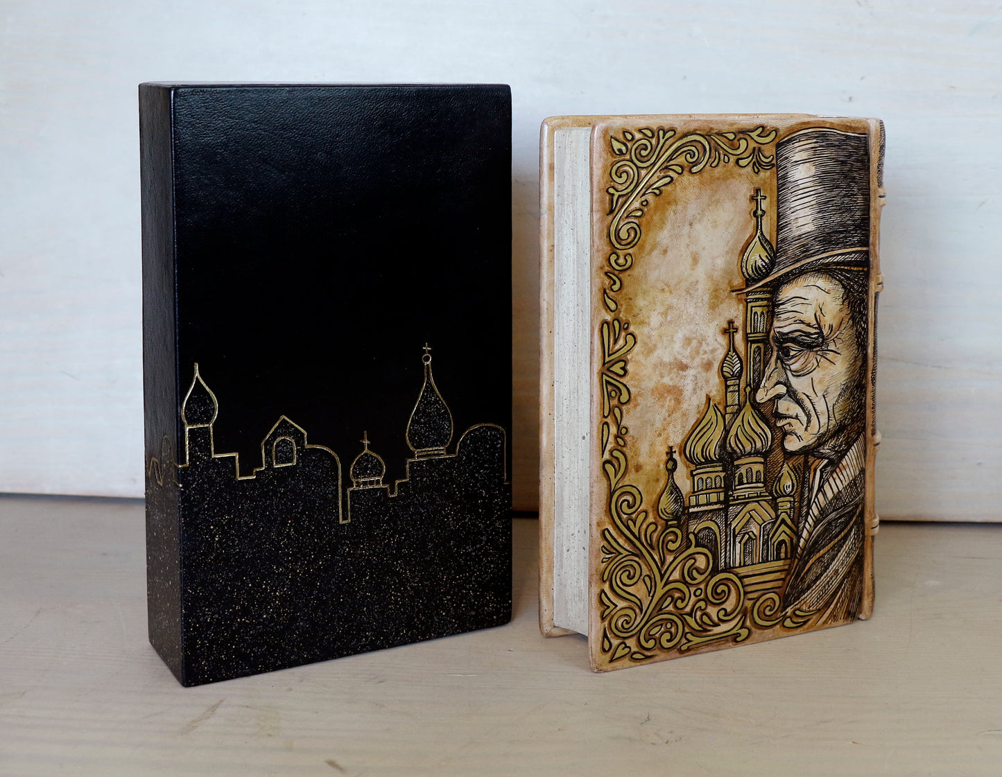 Crime and Punishment | Fyodor Dostoevsky. Handpainted Leather Binding, Original Artwork Design. One of a kind