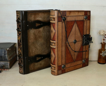 Once Upon a Time - Brown leather journal with metal corners and hinges