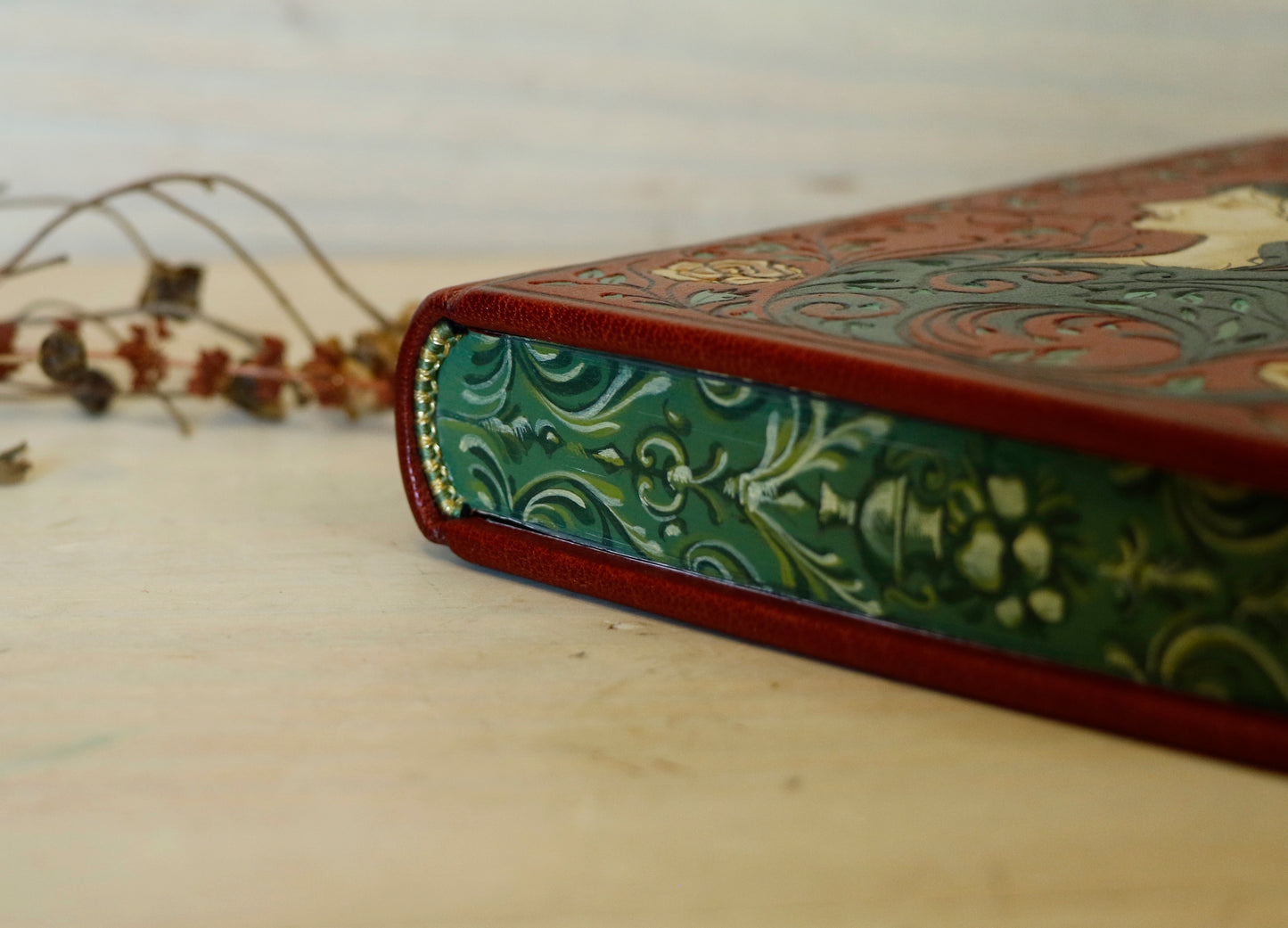 Pride and Prejudice | Jane Austen. Hand Tooled and Painted Leather Binding, Original Artwork Design. One of a kind