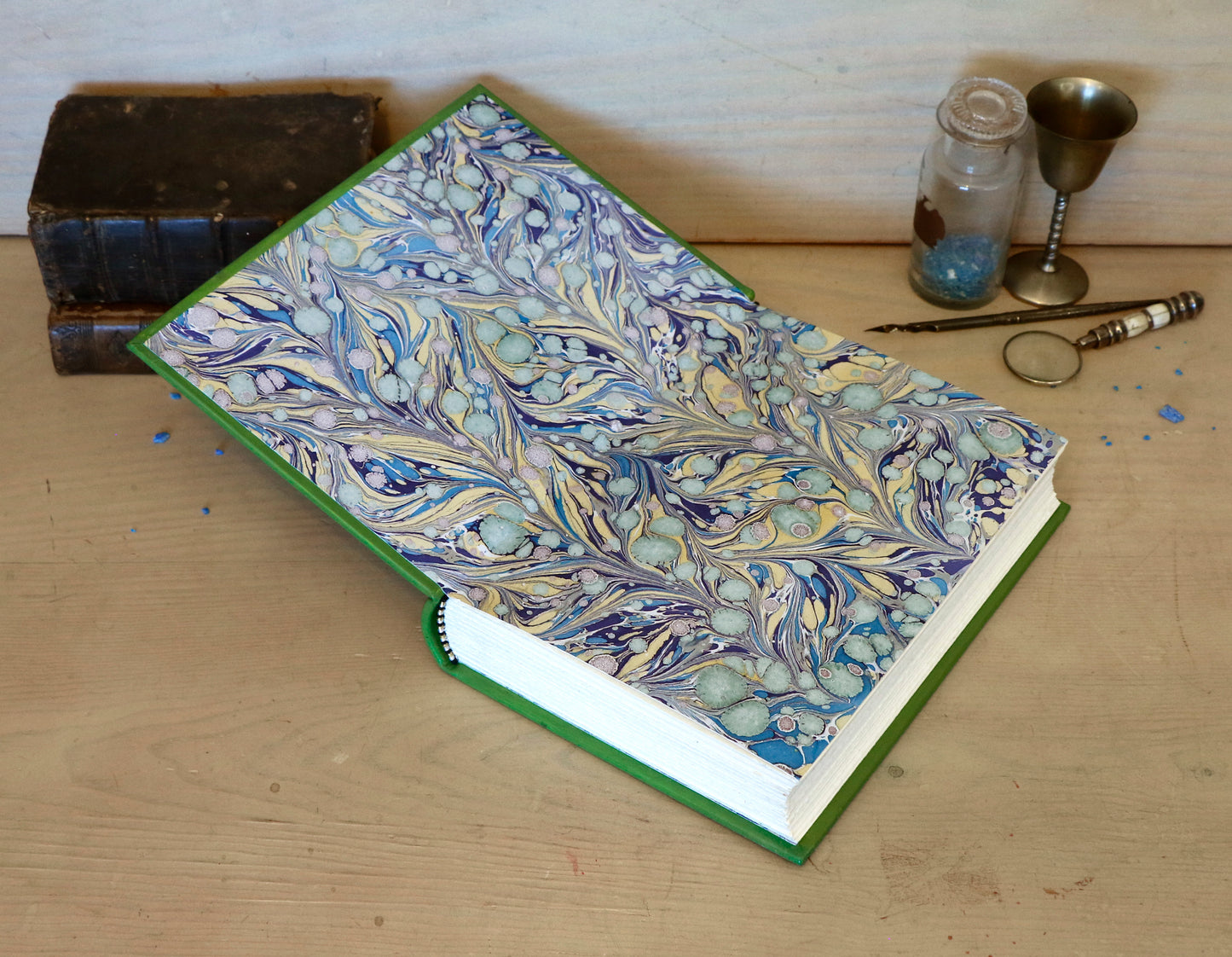 Hand painted blank book, White Leather Journal, Revelation 7, The Heart of the Spiritual Heaven