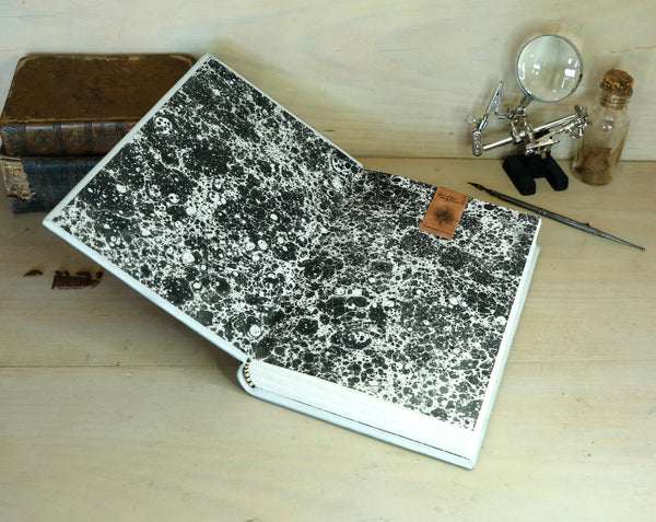Handpainted Leather Journal, One of a Kind blank book on astrology with Copper Engraved Bookmark - Creatio Universi / The Creation of the Universe