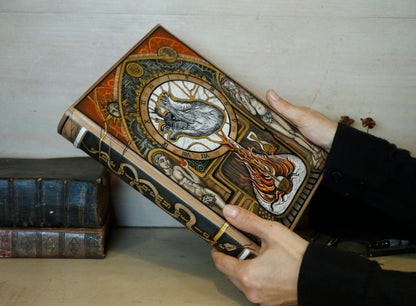 Handpainted Leather Blank Book with Original Artwork - The Alchemy of Love. One of a Kind.
