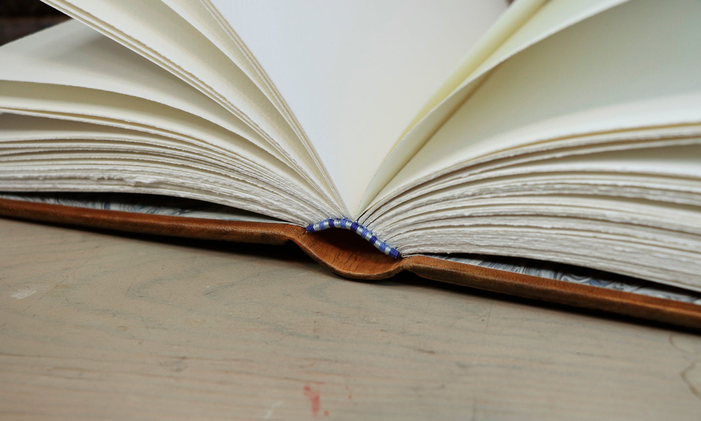 Hand-painted Leather Journal, One of a Kind blank book - Mundus Subterraneus, Aquatic System