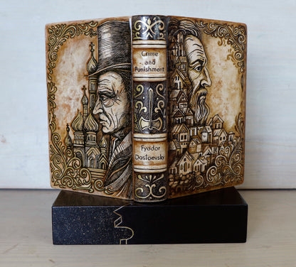 Crime and Punishment | Fyodor Dostoevsky. Handpainted Leather Binding, Original Artwork Design. One of a kind