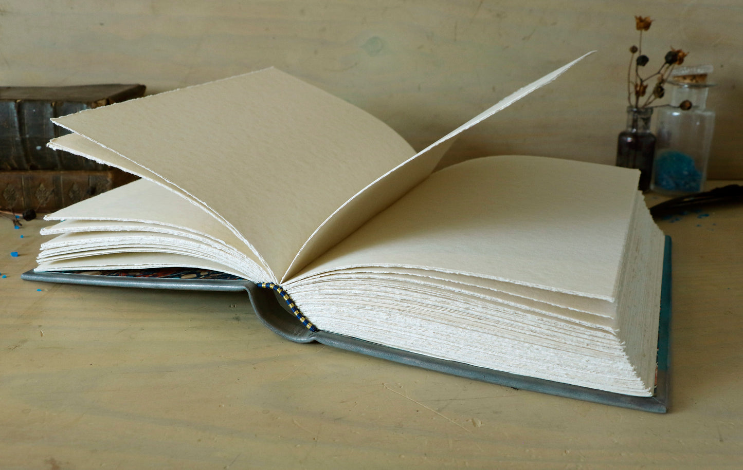 Handpainted Leather Journal / Blank Book with Original Artwork - A Dance Macabre of the Feminine Devine. One of a Kind