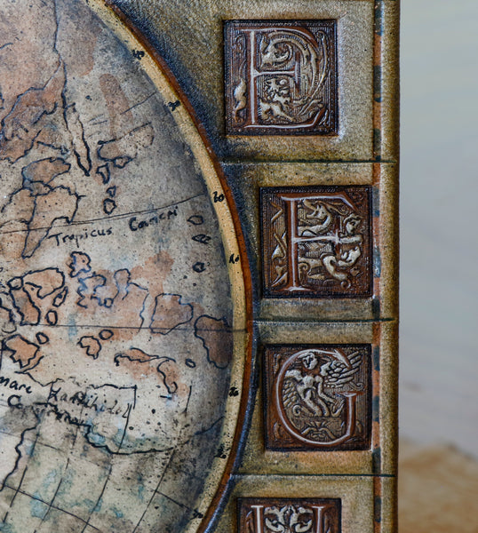 Handpainted leather journal, Artist paper, "The traveler". One of a Kind