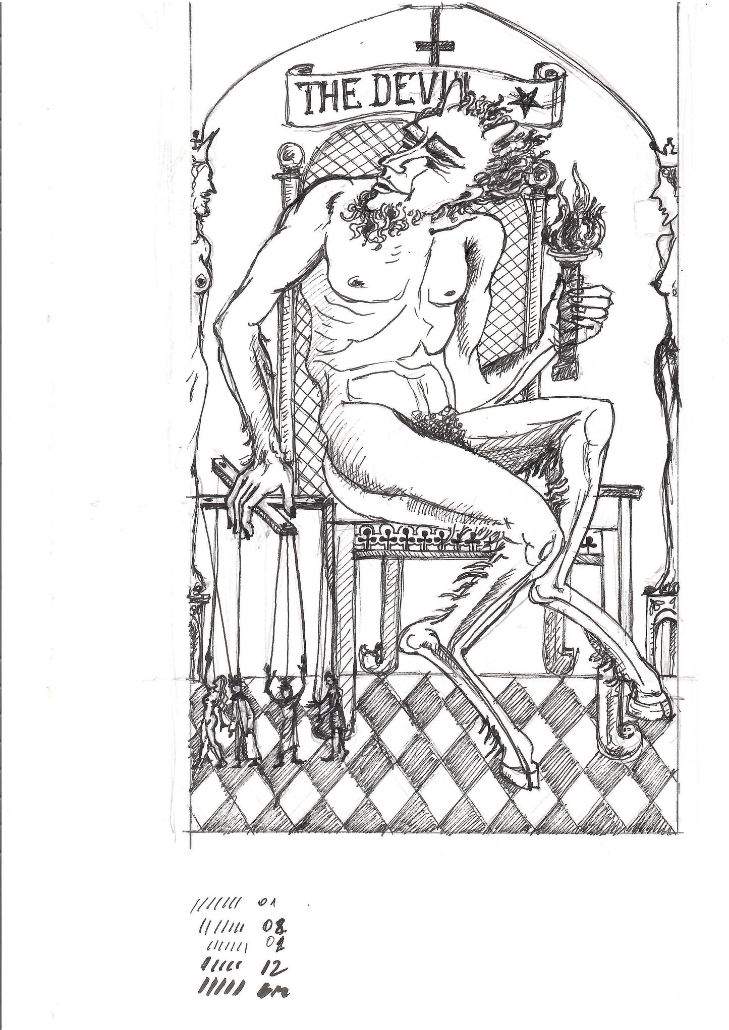 Set of drawings, sketches on paper