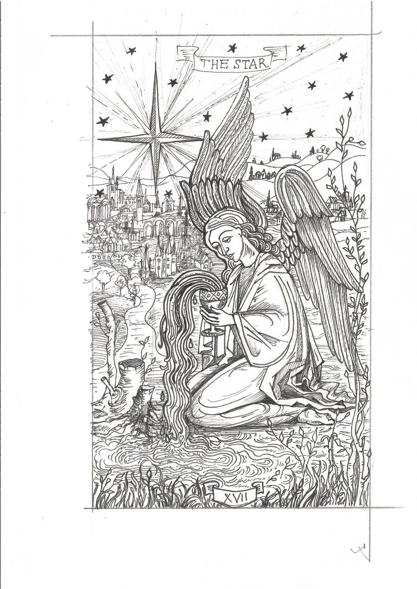 Set of drawings, sketches on paper