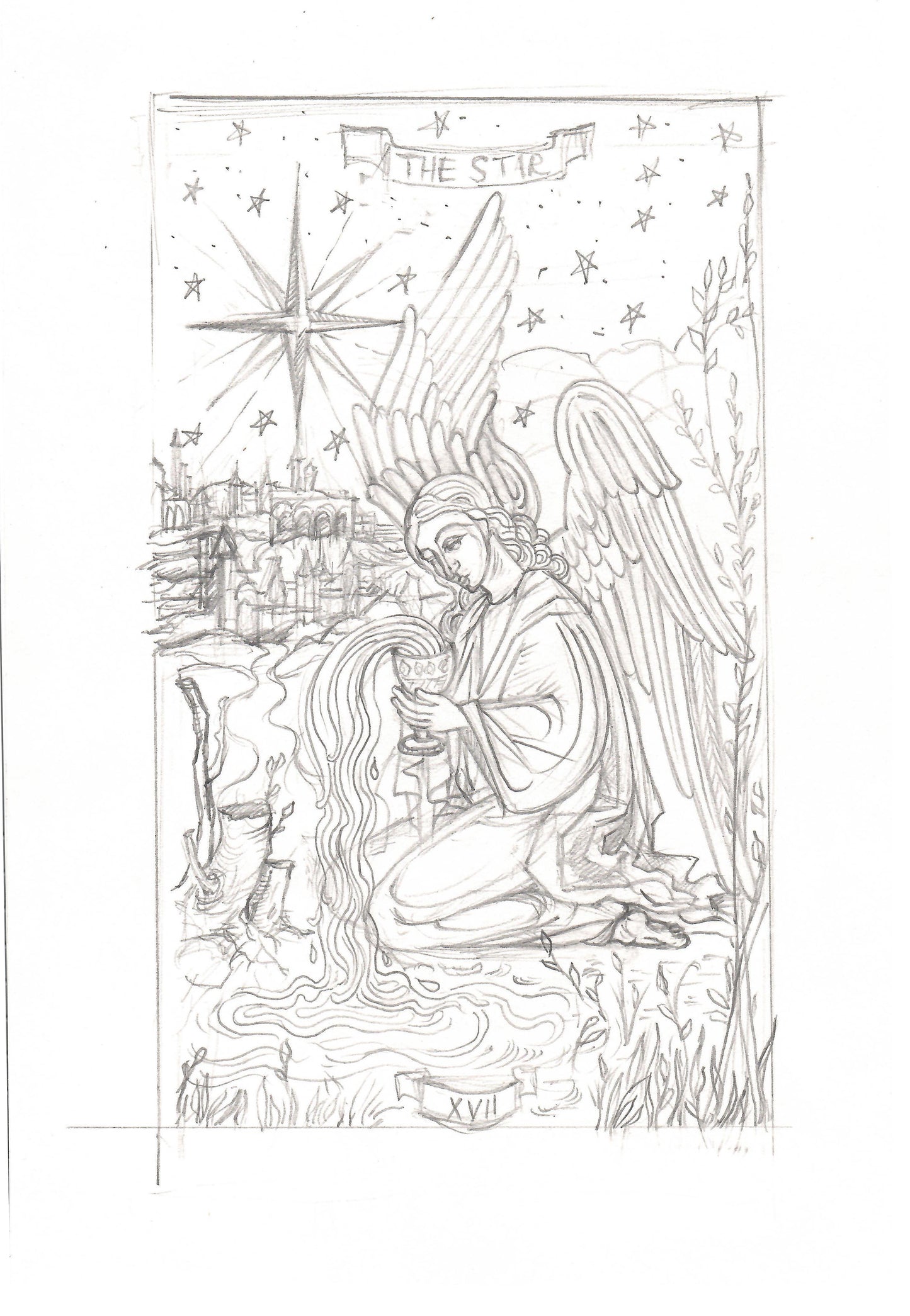 Set of drawings, sketches on paper