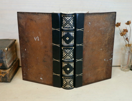 Vintage leather journal, Gold tooled decoration. The Old Book