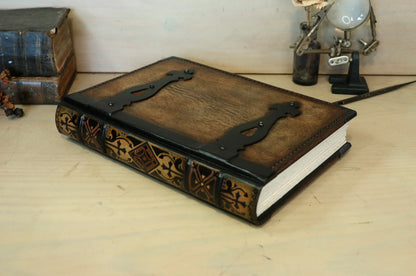 Once Upon a Time - Brown leather journal with metal corners and hinges