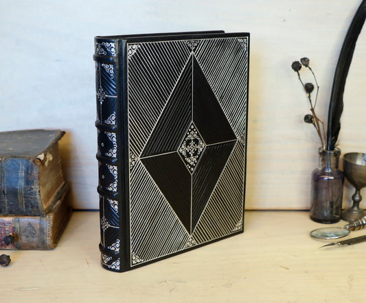 Journal with Lock and Key, Black Leather, Medium Size - Diamond Portal