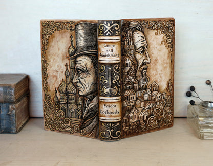 Crime and Punishment | Fyodor Dostoevsky. Handpainted Leather Binding, Original Artwork Design. One of a kind
