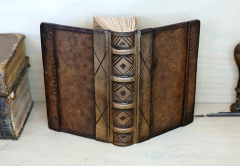 Vintage leather journal, Tea stained pages - Vintage Leaves