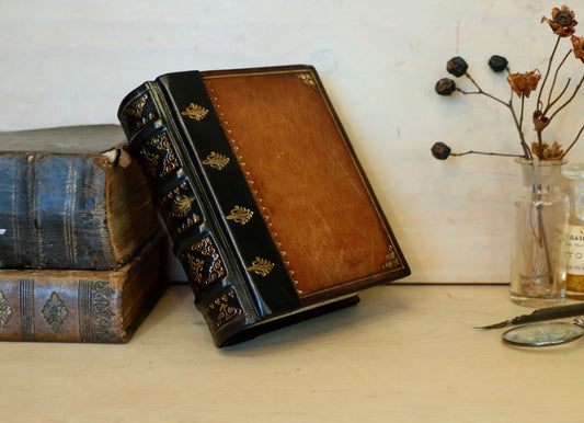 Vintage leather journal, Tooled decoration - Mystic Sunset