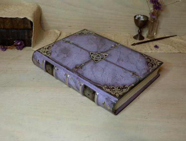 Purple Leather Journal, Romantic diary, Silver decoration, "Purple Goddess"