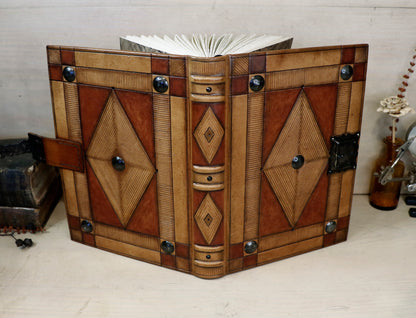 Journal with Lock and Key, Antique Brown Leather - The Diamond Gate. One of a kind.
