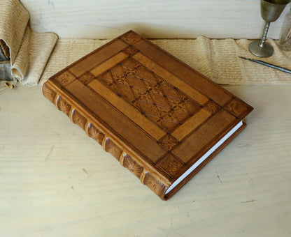 Antiqued Brown Leather Journal with Blind Tooled Decoration, Eternal Autumn