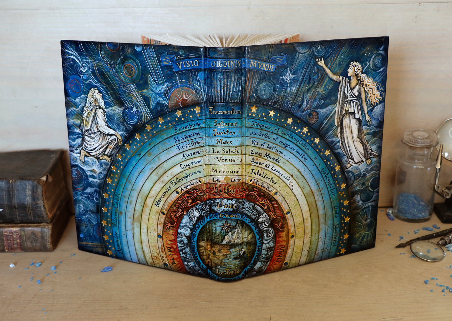 Handpainted Leather Journal, Visio Ordinis Mundi / Order of the Universe