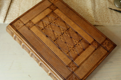 Antiqued Brown Leather Journal with Blind Tooled Decoration, Eternal Autumn