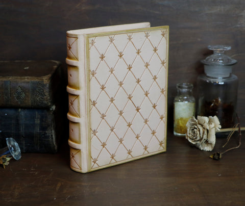 Natural leather journal with tooled decoration - Lattice of Dreams