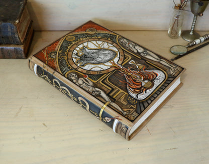 Handpainted Leather Blank Book with Original Artwork - The Alchemy of Love. One of a Kind.