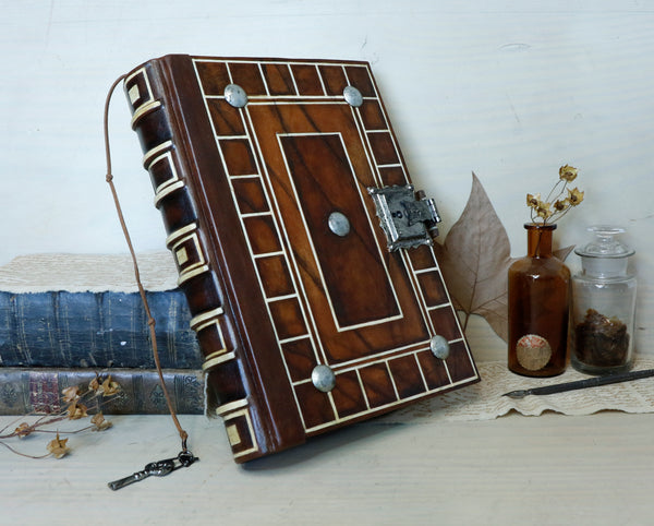 Brown Leather Journal with lock and key - "Secret Words"